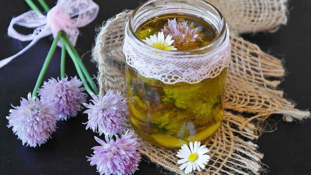 Knoblauch eingelegt Schnittblumen Gewürzgurken